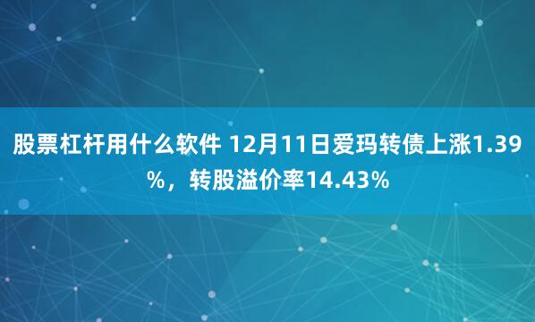 股票杠杆用什么软件 12月11日爱玛转债上涨1.39%，转股溢价率14.43%