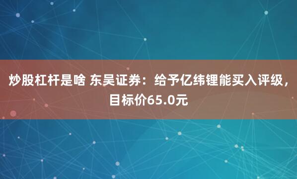 炒股杠杆是啥 东吴证券：给予亿纬锂能买入评级，目标价65.0元