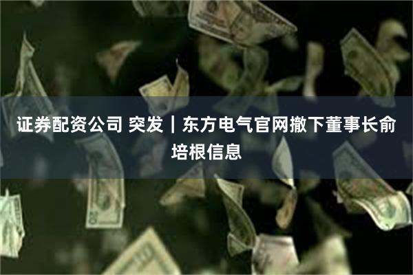 证券配资公司 突发｜东方电气官网撤下董事长俞培根信息