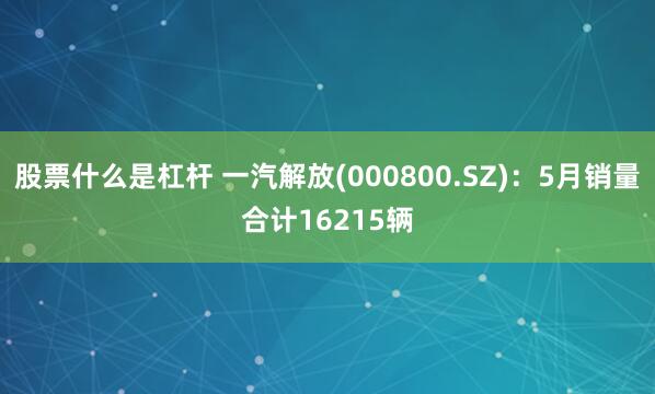 股票什么是杠杆 一汽解放(000800.SZ)：5月销量合计16215辆